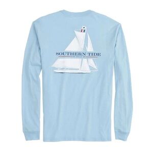 Southern Tide Five Sails Up Light Blue Graphic Tshirt Size Medium NWOT